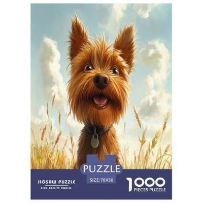 Yorkshire Terrier Puzzles 1000 Teile Schwer Puzzle Spielzeug Pädagogisches Spiel Impossible Herausforderung Spielzeug Für Erwachsene Kinder 70x50cm/1000pcs von ChengzeTCo